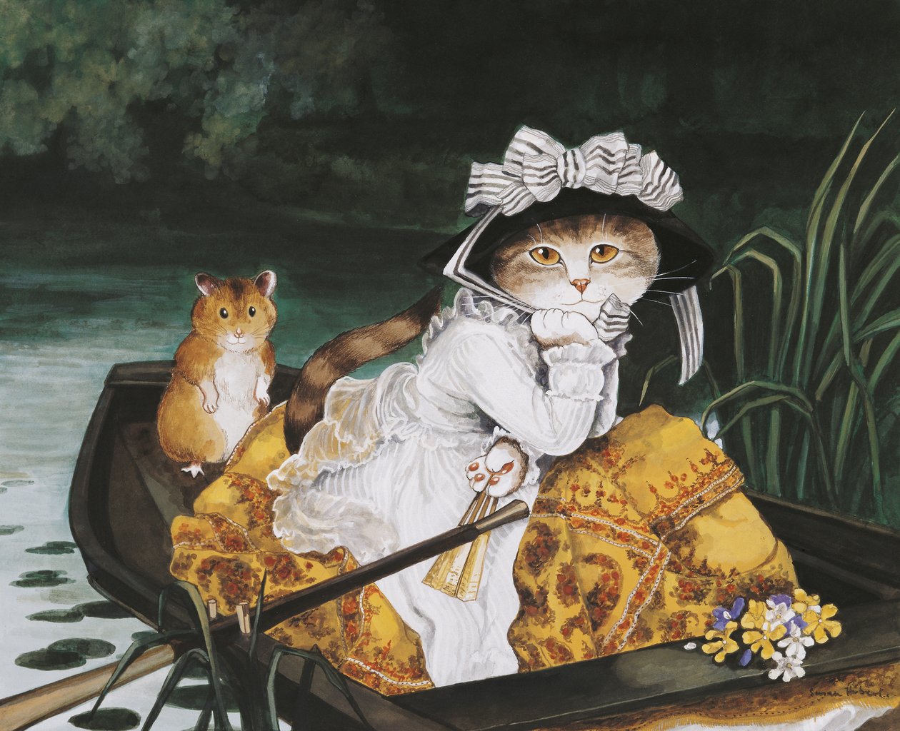 Ilustracja z Cats Galore! A Compendium of Cultured Cats (wyd. 2015) autorstwa Susan Herbert