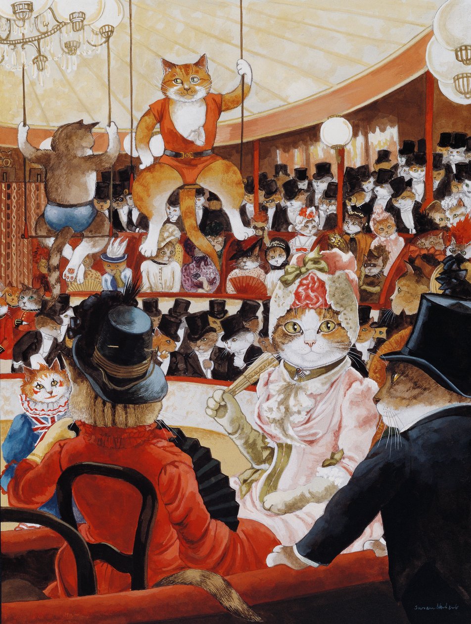 Ilustracja z Cats Galore! A Compendium of Cultured Cats (wyd. 2015) autorstwa Susan Herbert