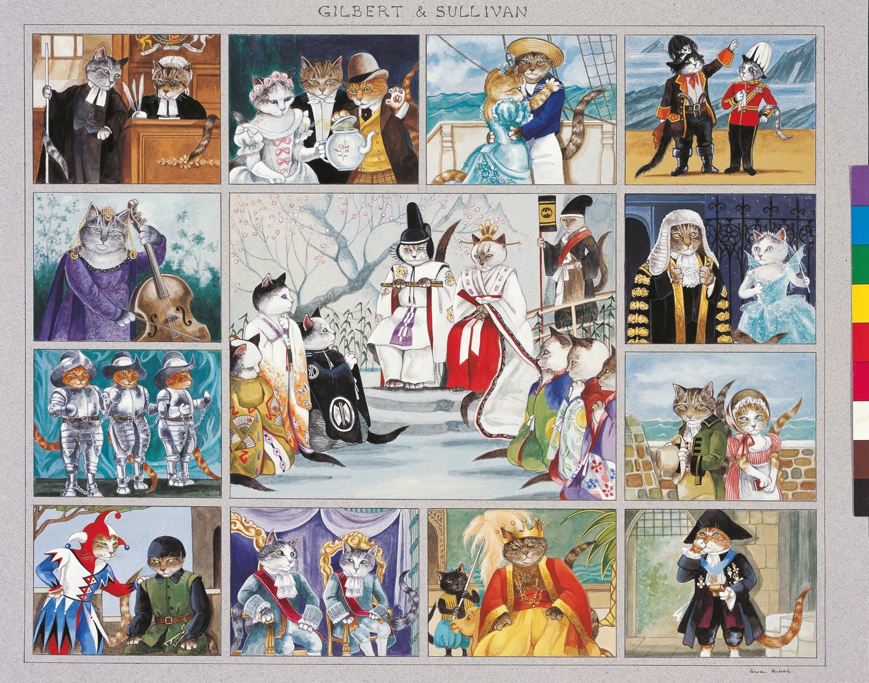 Ilustracja z Cats Galore! A Compendium of Cultured Cats (wyd. 2015) autorstwa Susan Herbert