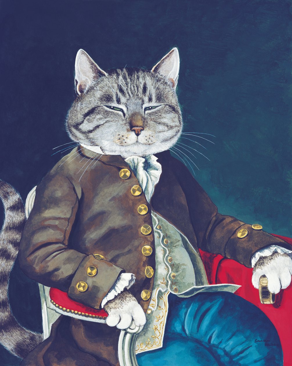 Ilustracja z Cats Galore! A Compendium of Cultured Cats (wyd. 2015) autorstwa Susan Herbert