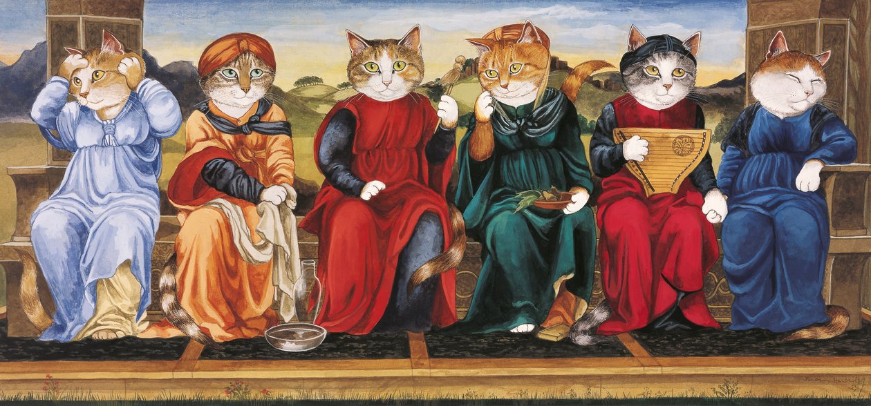 Ilustracja z Cats Galore! A Compendium of Cultured Cats (wyd. 2015) autorstwa Susan Herbert