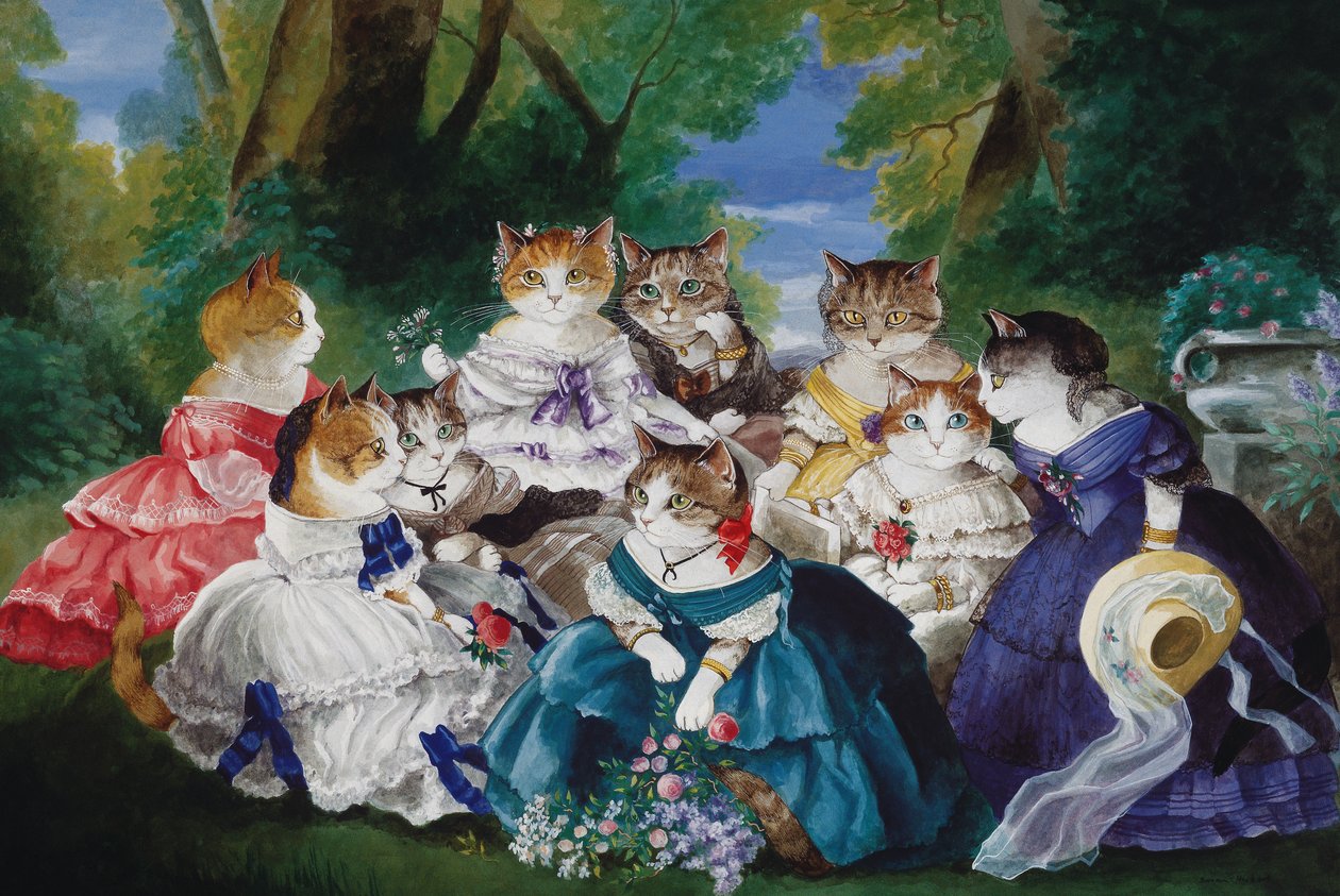 Ilustracja z Cats Galore! A Compendium of Cultured Cats (wyd. 2015) autorstwa Susan Herbert