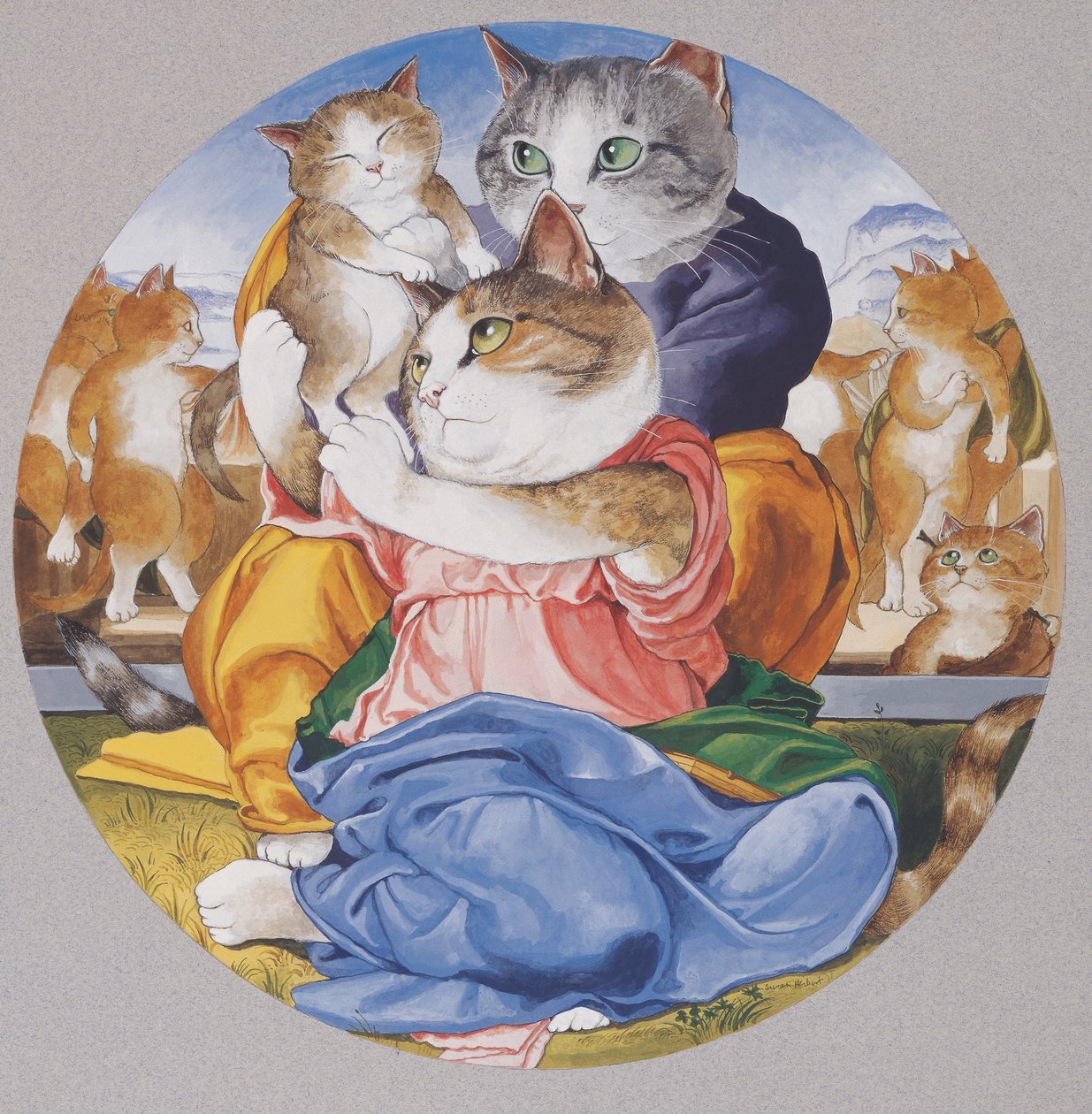 Ilustracja z Cats Galore! A Compendium of Cultured Cats (wyd. 2015) autorstwa Susan Herbert