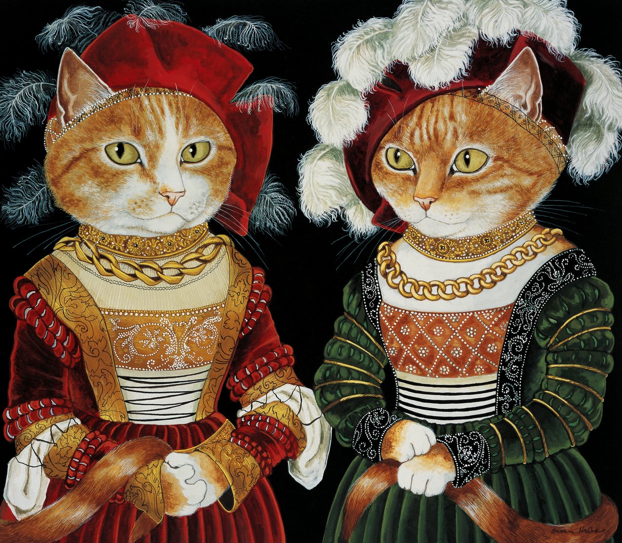 Ilustracja z Cats Galore! A Compendium of Cultured Cats (wyd. 2015) autorstwa Susan Herbert
