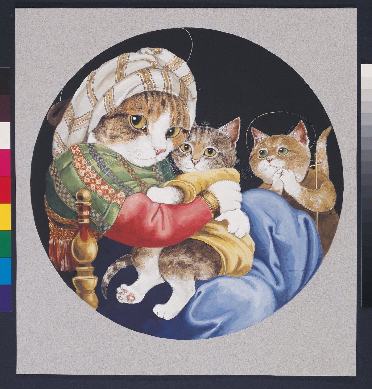 Ilustracja z Cats Galore! A Compendium of Cultured Cats (wyd. 2015) autorstwa Susan Herbert