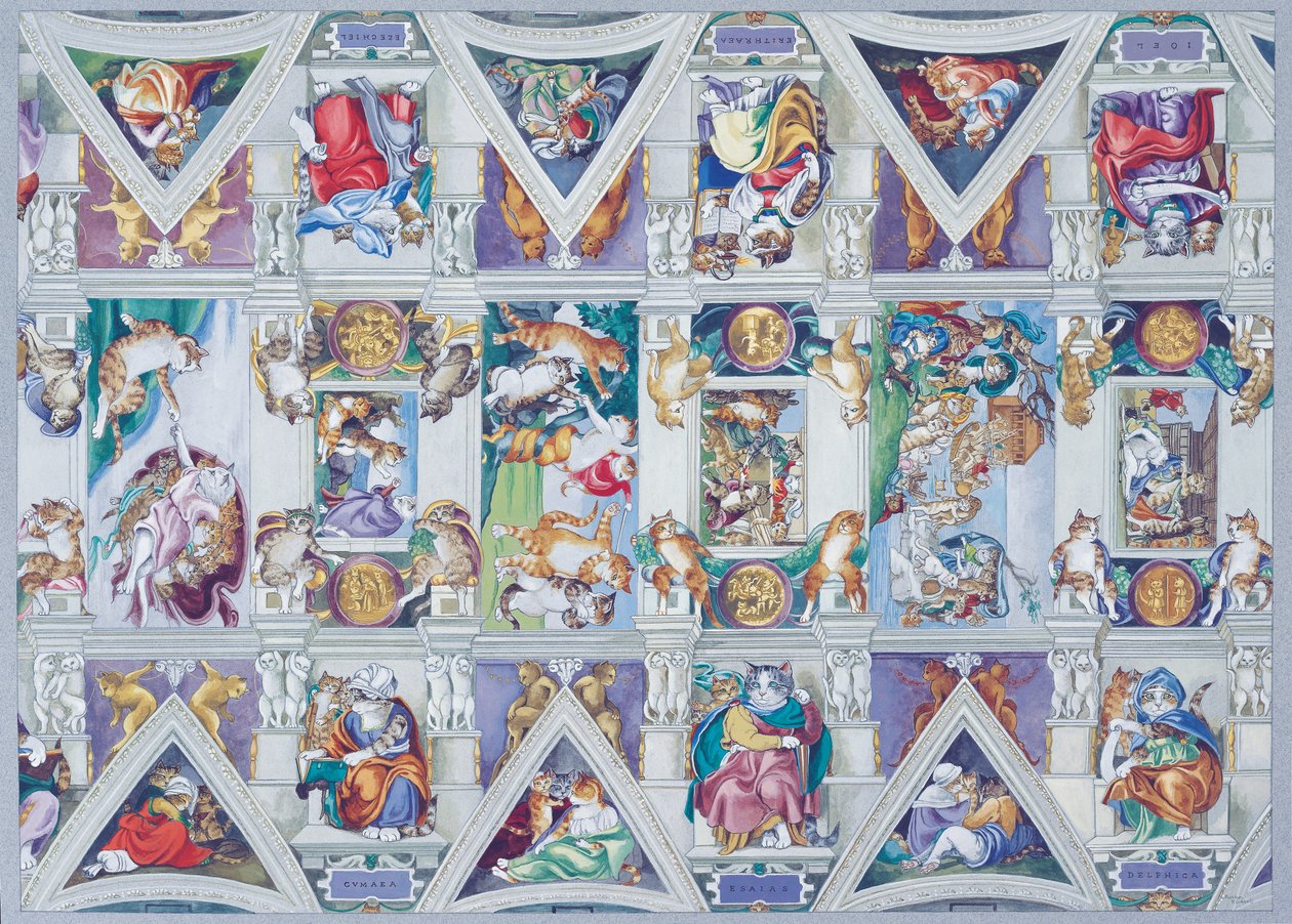Ilustracja z Cats Galore! A Compendium of Cultured Cats (wyd. 2015) autorstwa Susan Herbert
