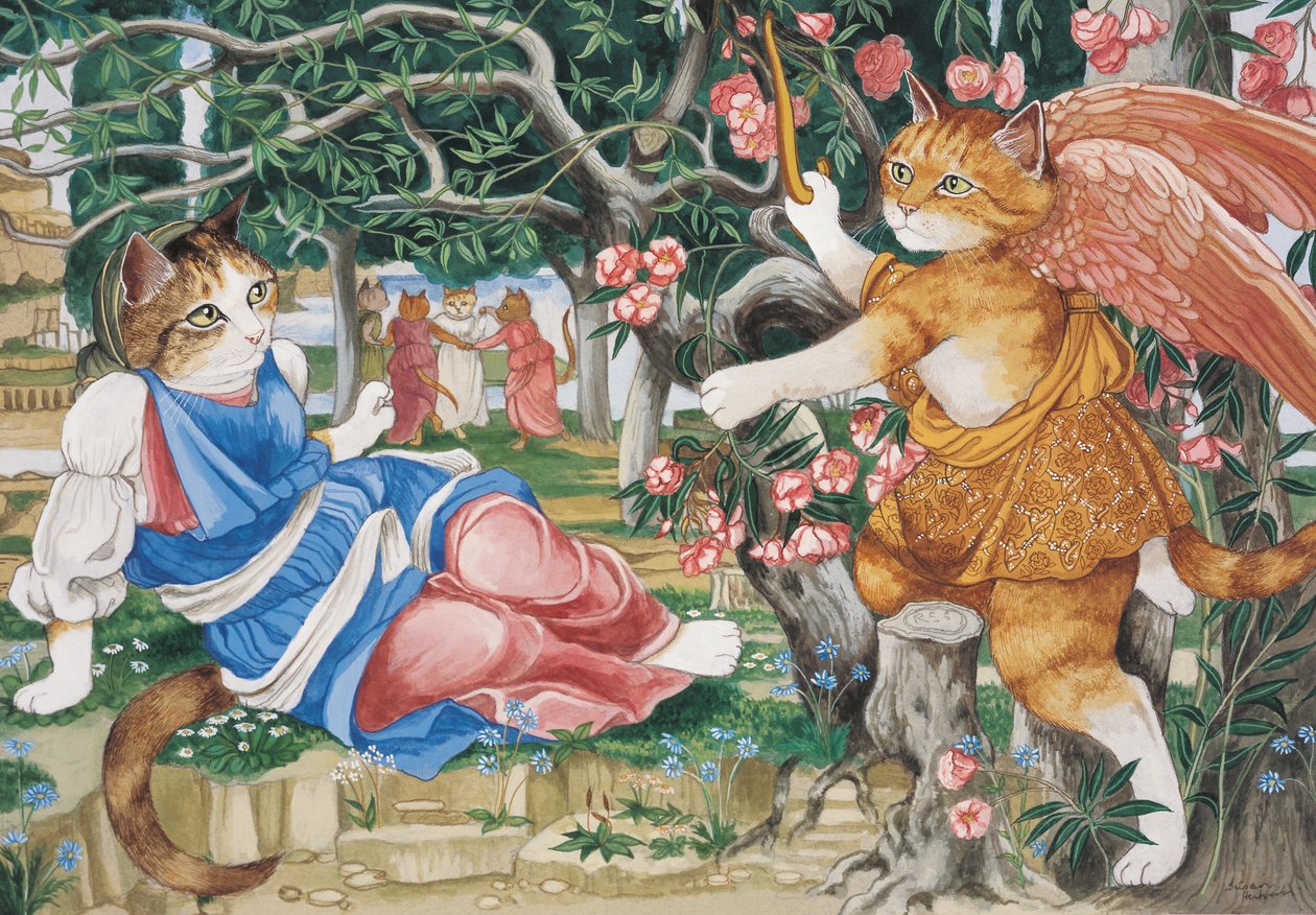 Ilustracja z Cats Galore! A Compendium of Cultured Cats (wyd. 2015) autorstwa Susan Herbert