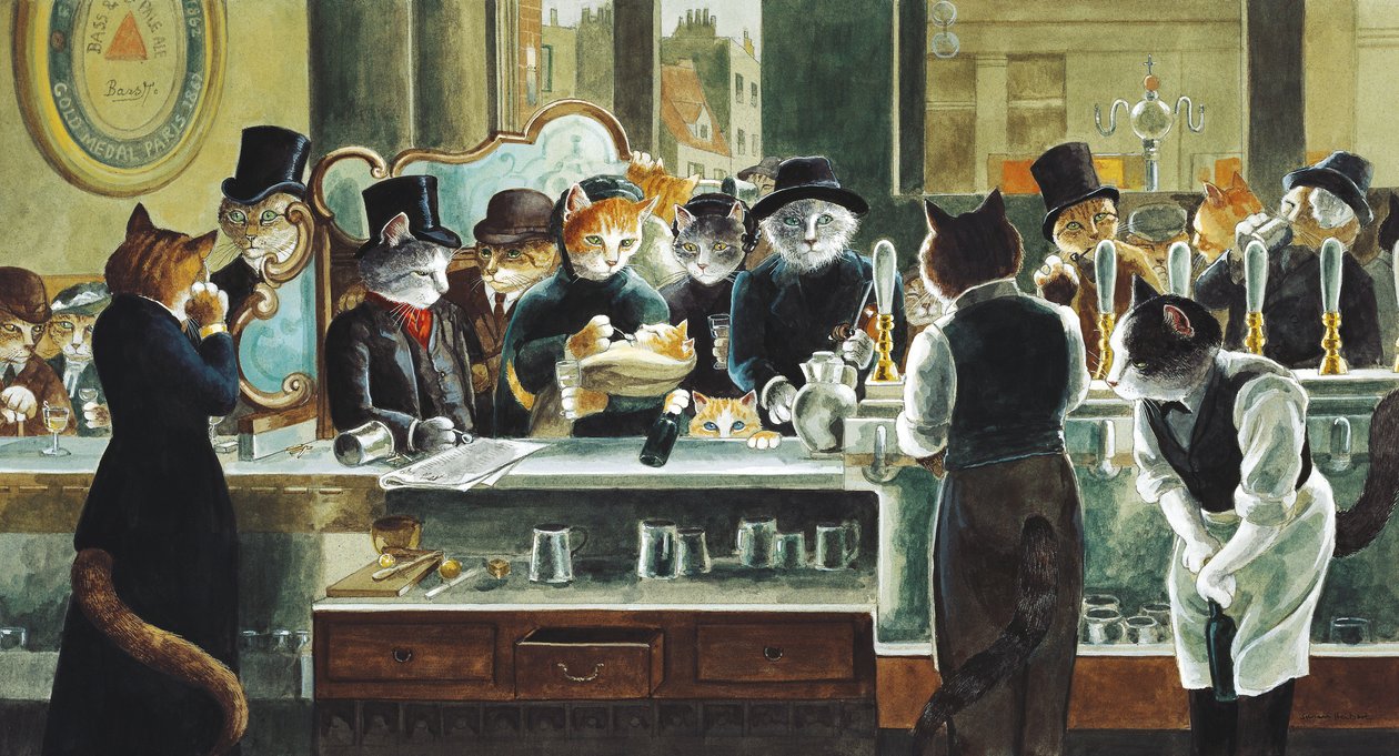 Ilustracja z Cats Galore! A Compendium of Cultured Cats (wyd. 2015) autorstwa Susan Herbert