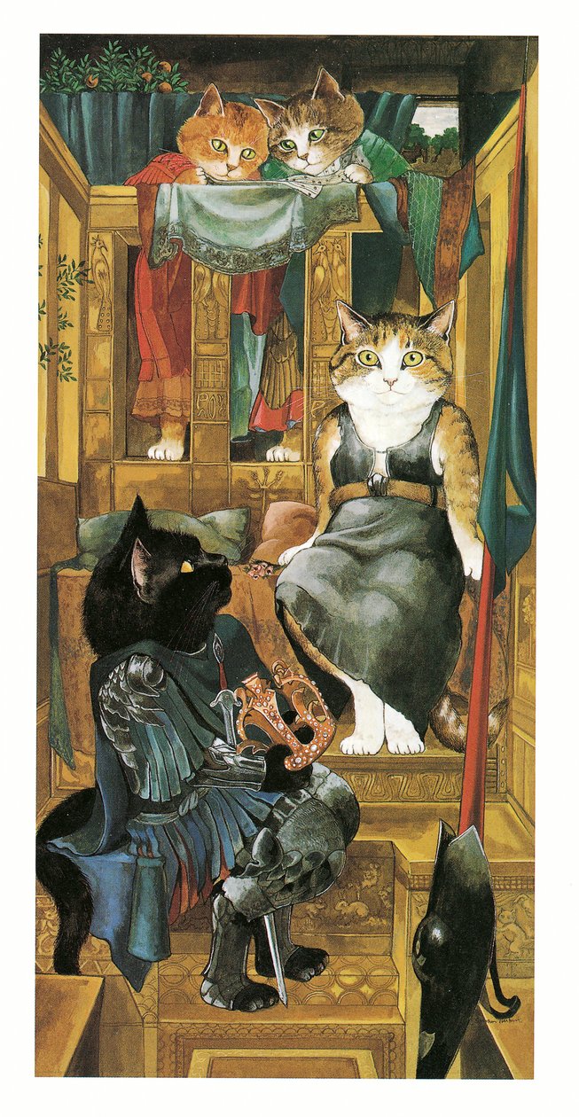 Ilustracja z książki Koty prerafaelitów (wyd. 1999) autorstwa Susan Herbert