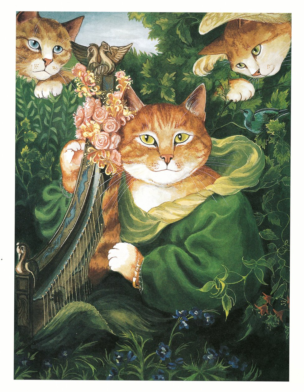 Ilustracja z książki Koty prerafaelitów (wyd. 1999) autorstwa Susan Herbert