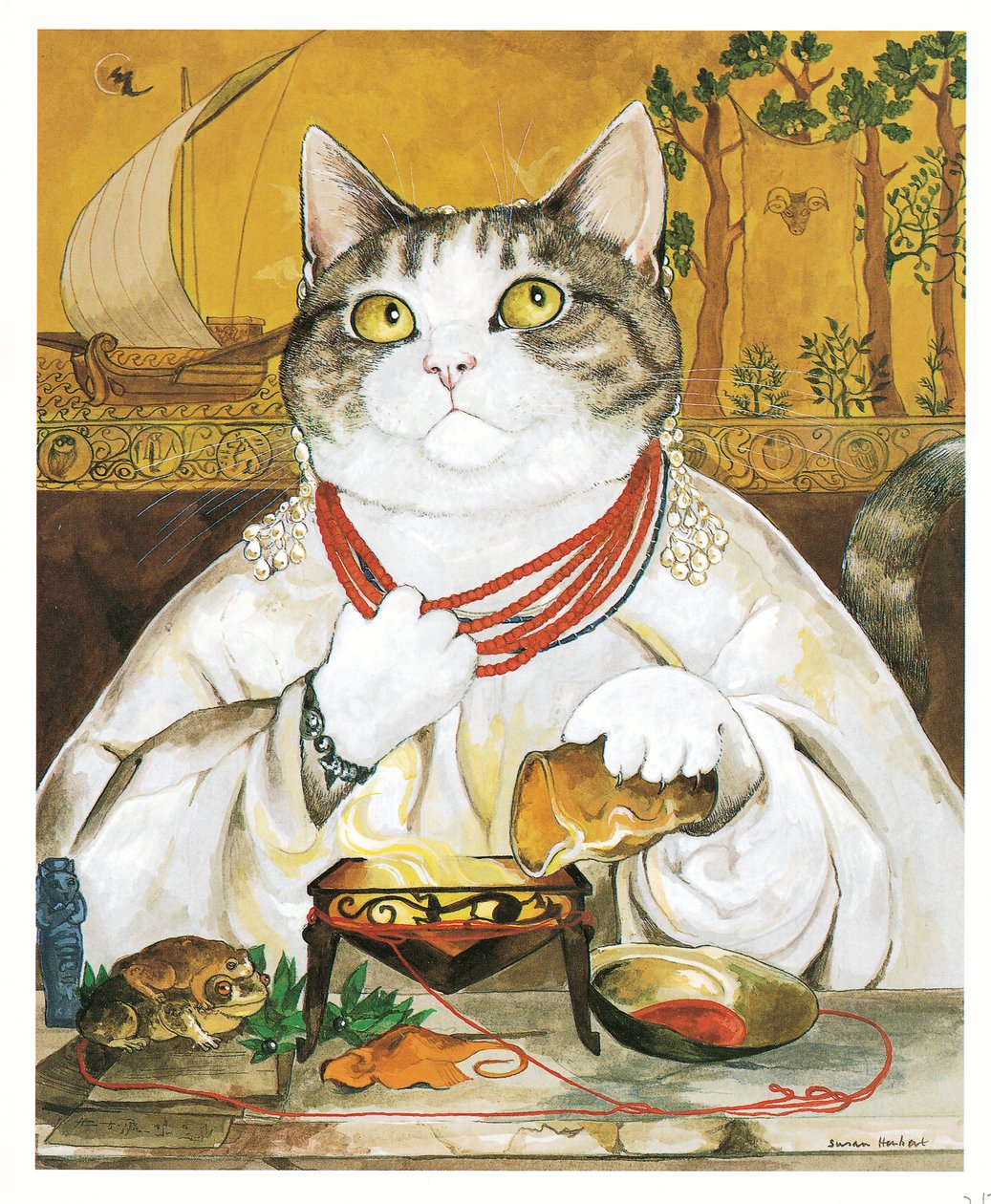 Ilustracja z książki Koty prerafaelitów (wyd. 1999) autorstwa Susan Herbert