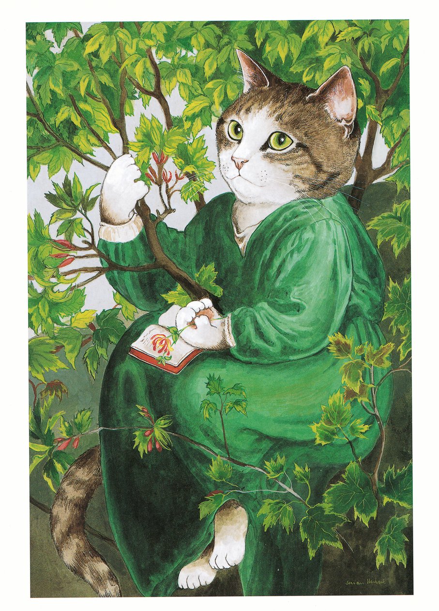 Ilustracja z książki Koty prerafaelitów (wyd. 1999) autorstwa Susan Herbert