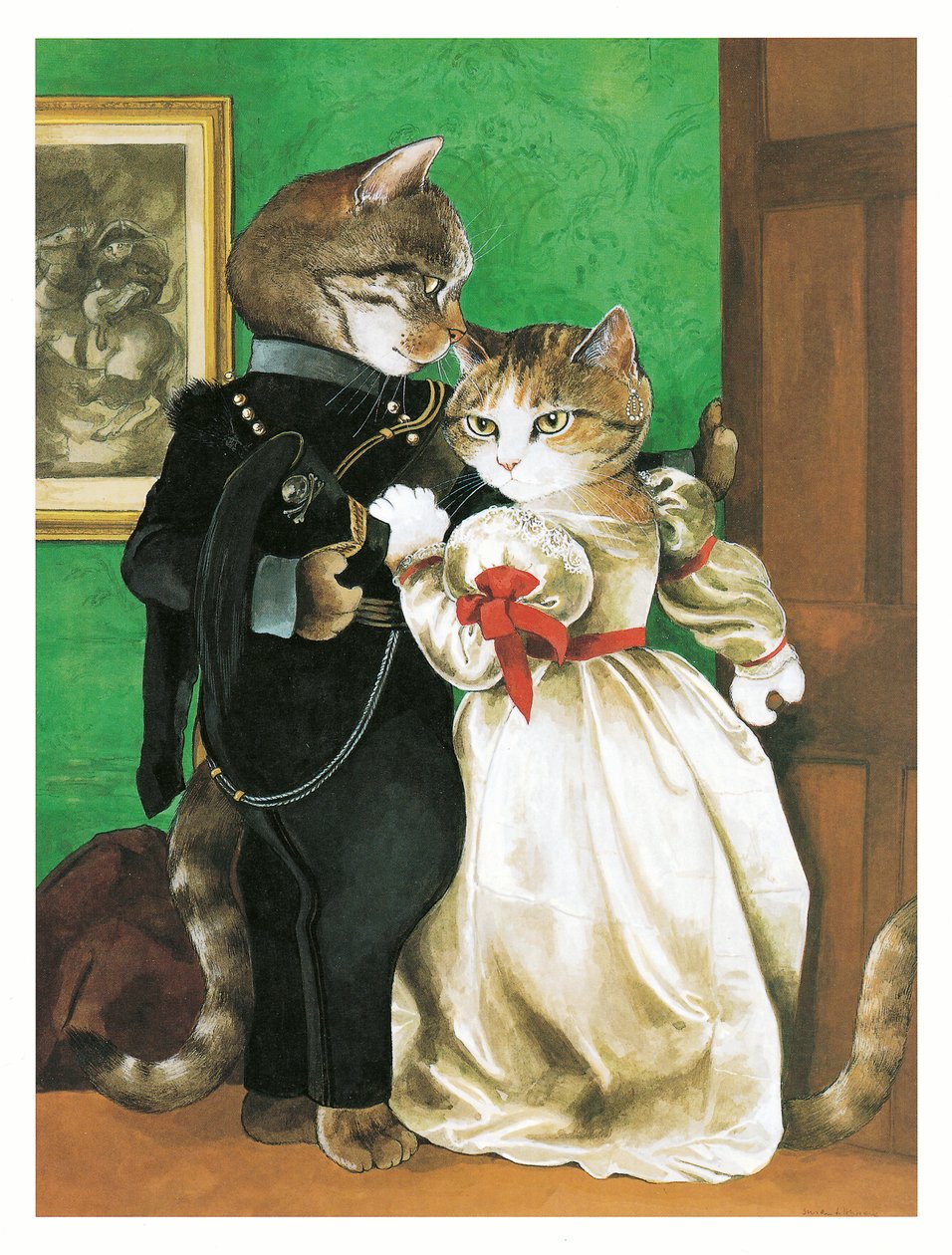Ilustracja z książki Koty prerafaelitów (wyd. 1999) autorstwa Susan Herbert