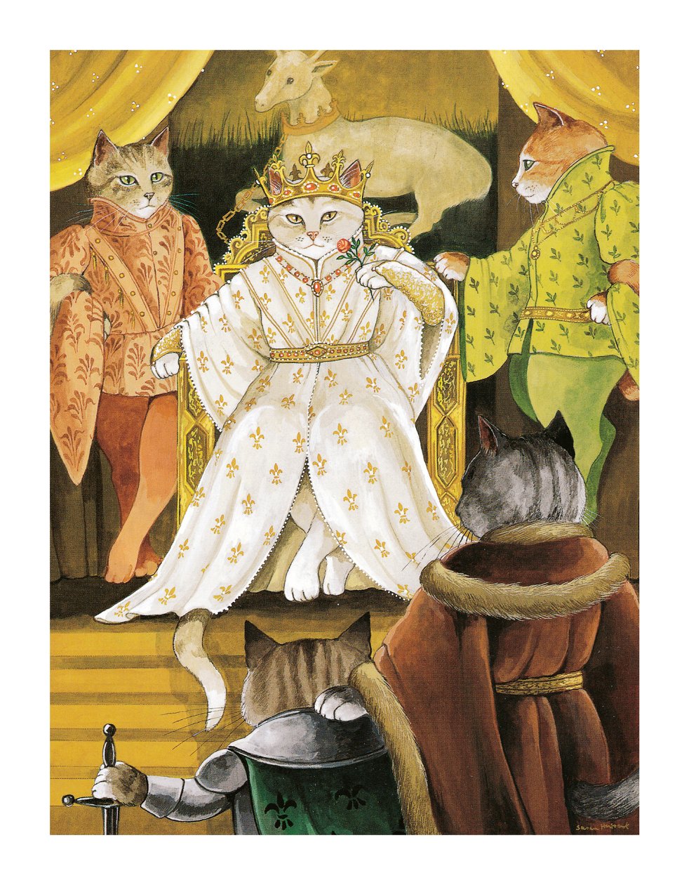 Ilustracja z Shakespeare Cats: Poster Book (wyd. 2016) autorstwa Susan Herbert