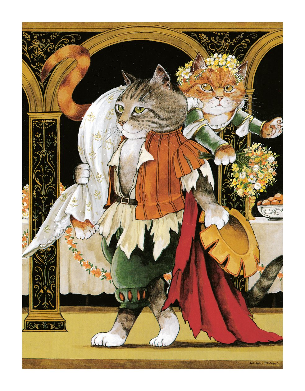 Ilustracja z Shakespeare Cats: Poster Book (wyd. 2016) autorstwa Susan Herbert