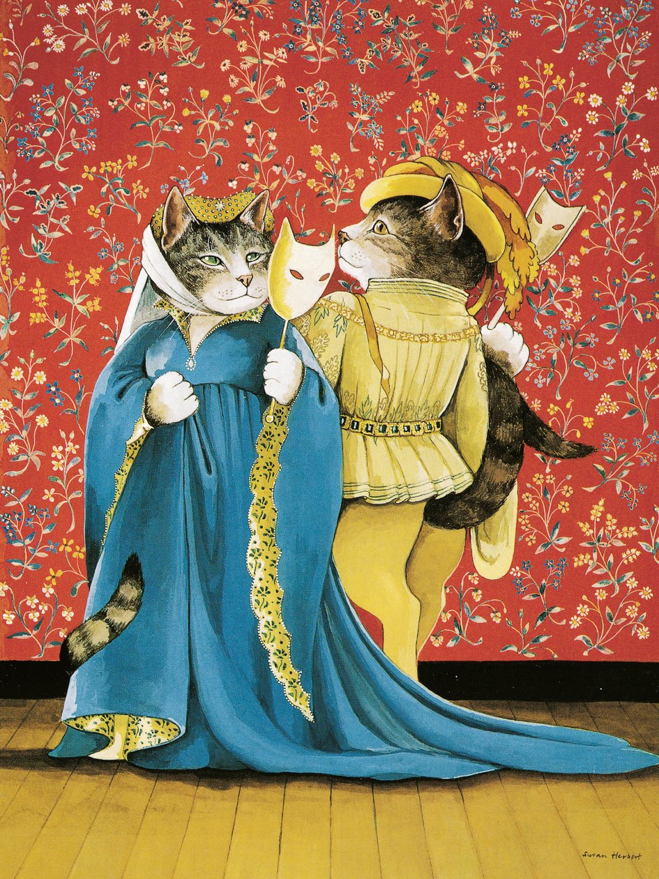 Ilustracja z Shakespeare Cats: Poster Book (wyd. 2016) autorstwa Susan Herbert