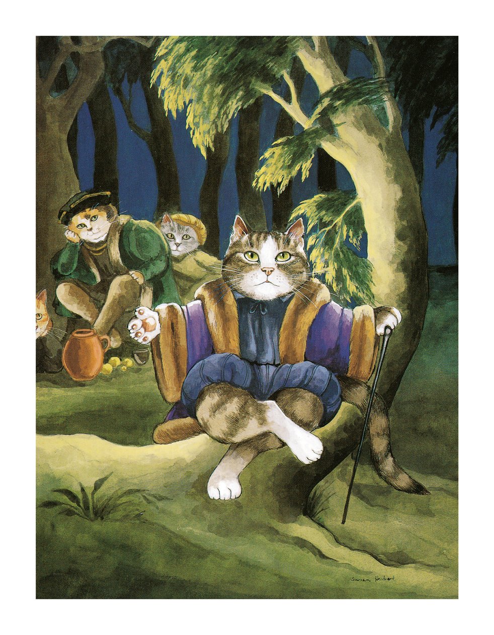 Ilustracja z Shakespeare Cats: Poster Book (wyd. 2016) autorstwa Susan Herbert