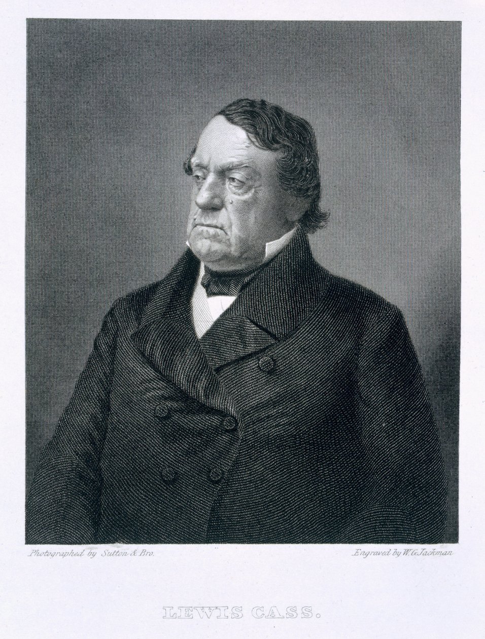 Lewis Cass, grawerowane przez Williama G. Jackmana (fl.c.1841-60) po fotografii autorstwa Sutton and Bro.