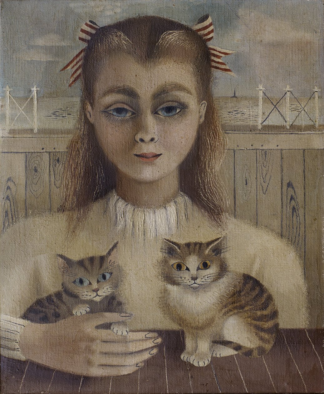 Dziewczyna-Kot (olej na płótnie) autorstwa Suzanne Cooper