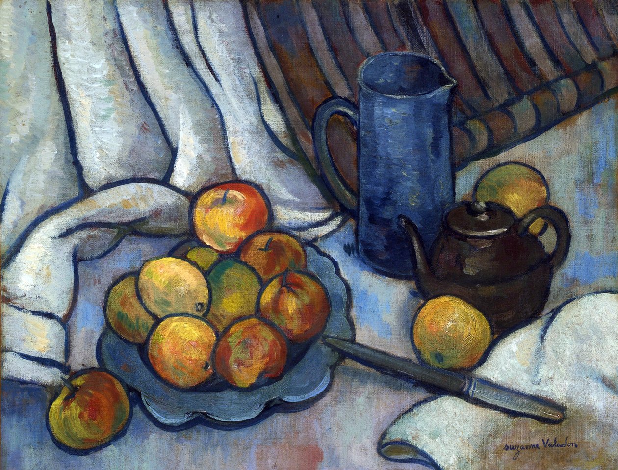 Jabłka, czajniczek i dzbanek - Peinture de Suzanne Valadon (1865-1938), ok. 1919 - Olej na płótnie, 50,4x65,4 - Kolekcja prywatna autorstwa Suzanne Valadon