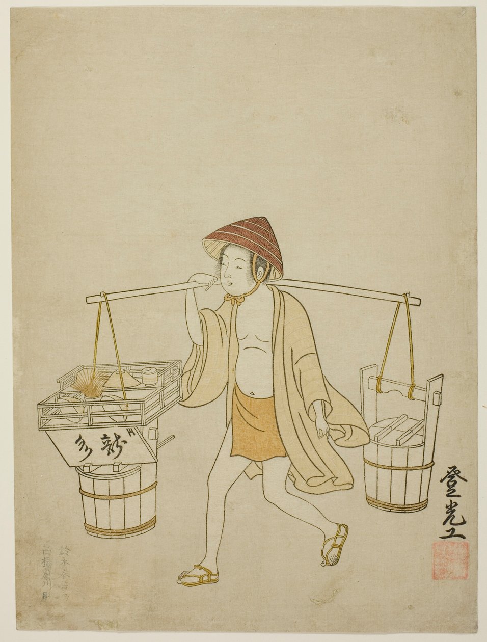 Sprzedawca wody autorstwa Suzuki Harunobu