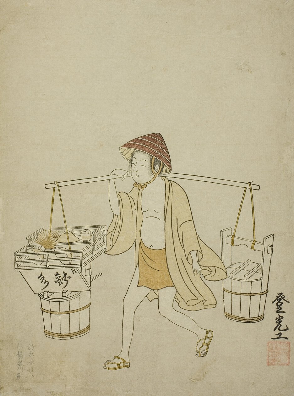Sprzedawca wody, 1765 autorstwa Suzuki Harunobu