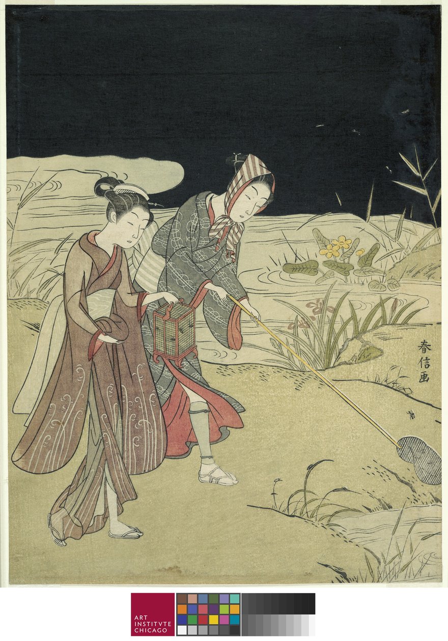 Łapanie świetlików, ok. 1767-68 autorstwa Suzuki Harunobu