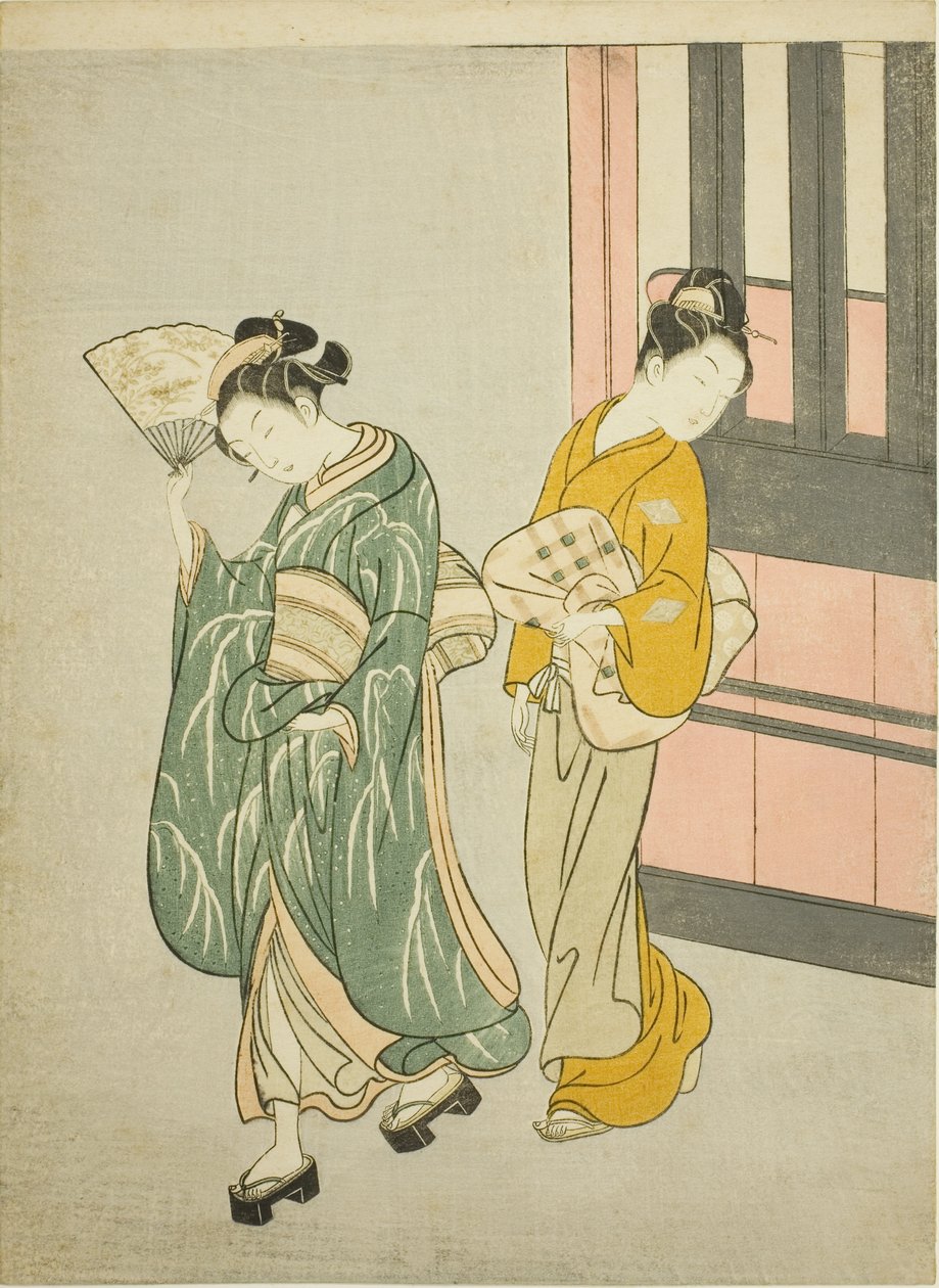 Oczyszczająca bryza z wachlarza (Ogi no seiran), z serii „Osiem widoków salonu (Zashiki hakkei)” autorstwa Suzuki Harunobu