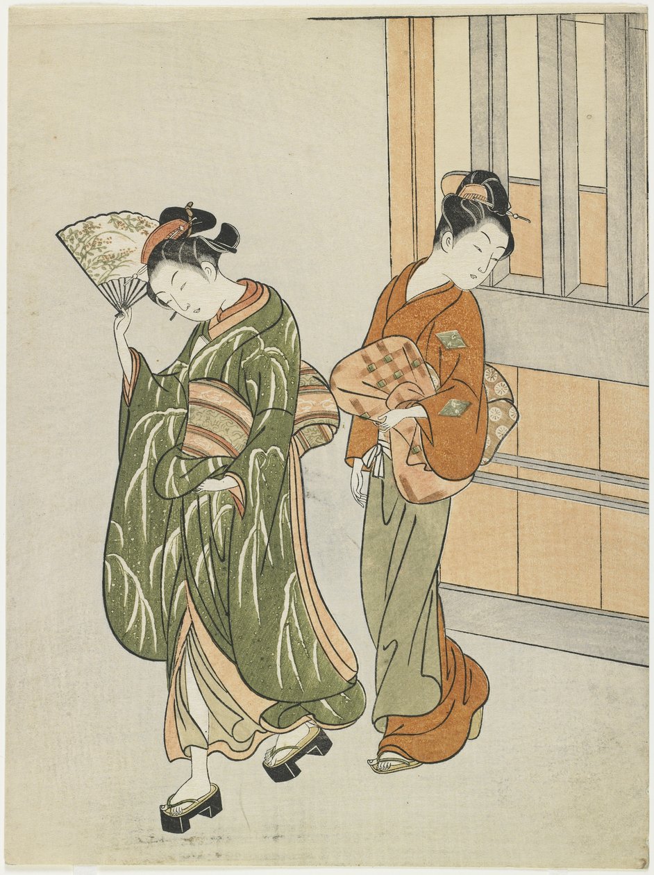 Usuwanie powiewu z wachlarza, po 1766 r. autorstwa Suzuki Harunobu