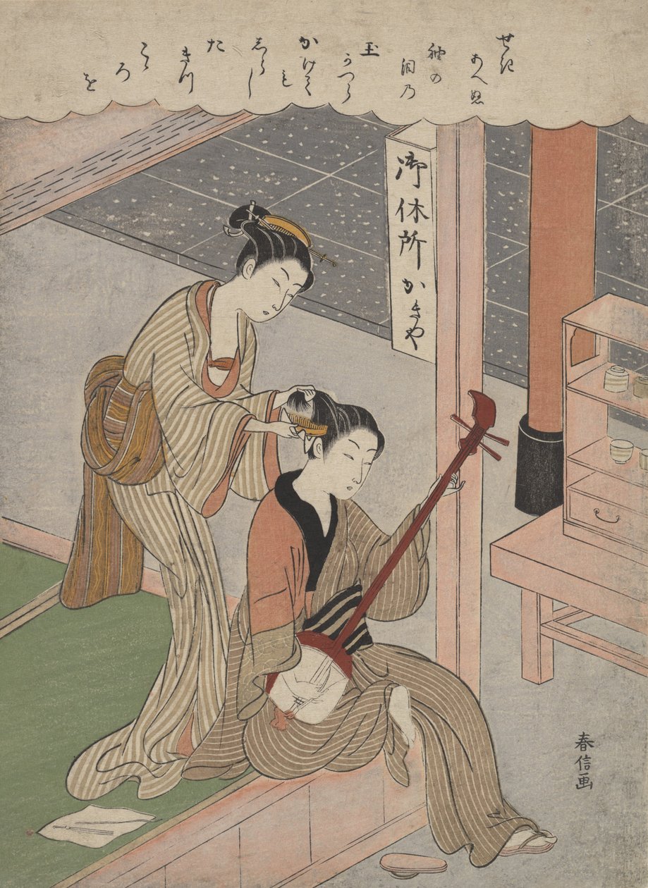 Czesanie włosów, 1770., 1770. autorstwa Suzuki Harunobu