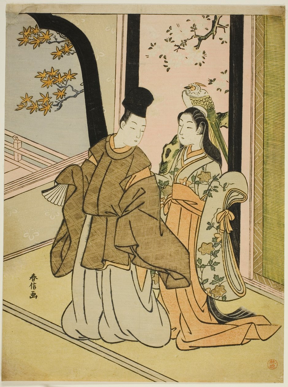 Dworzanin i Pani autorstwa Suzuki Harunobu