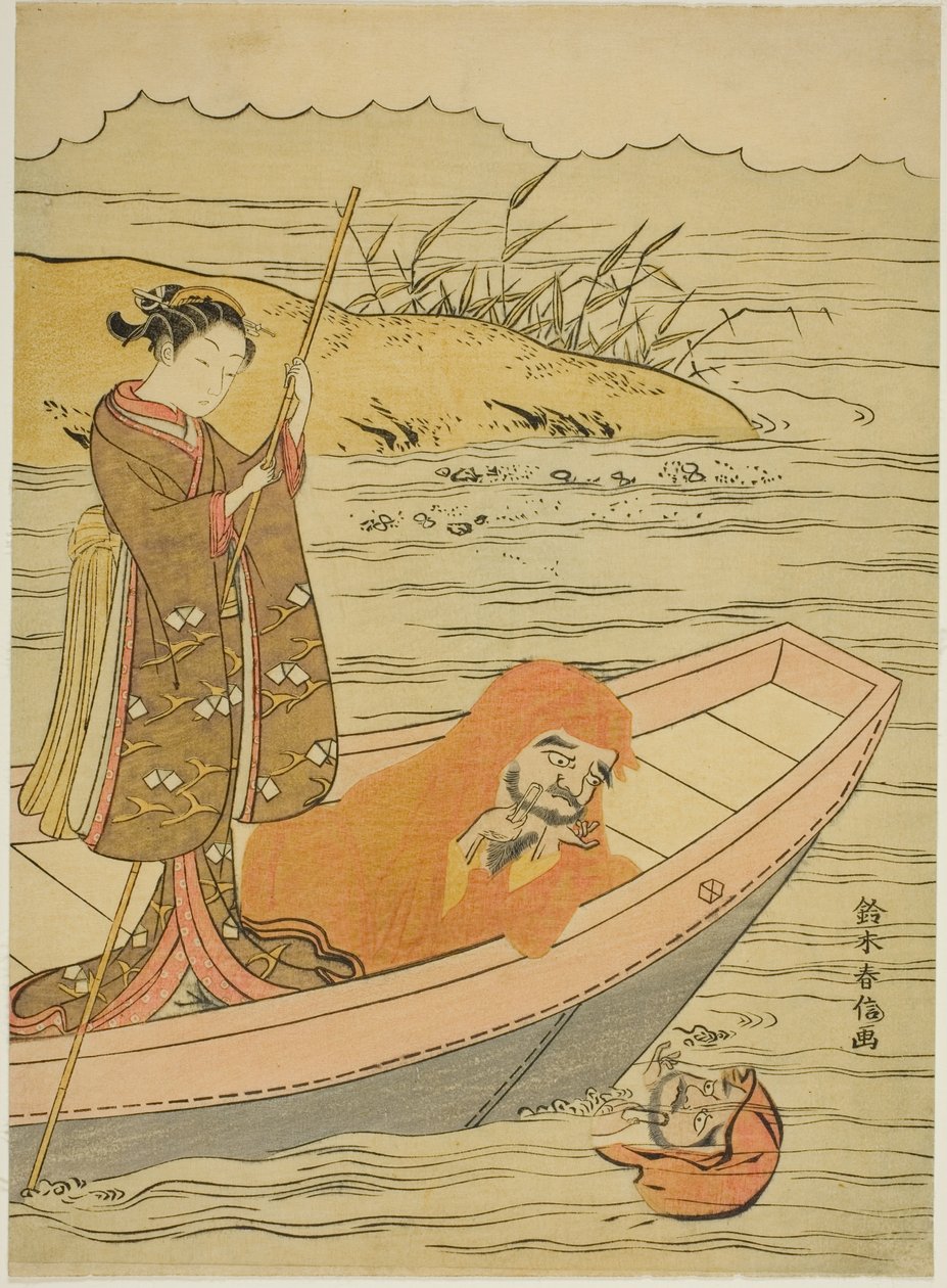 Daruma patrzący na swoje odbicie autorstwa Suzuki Harunobu