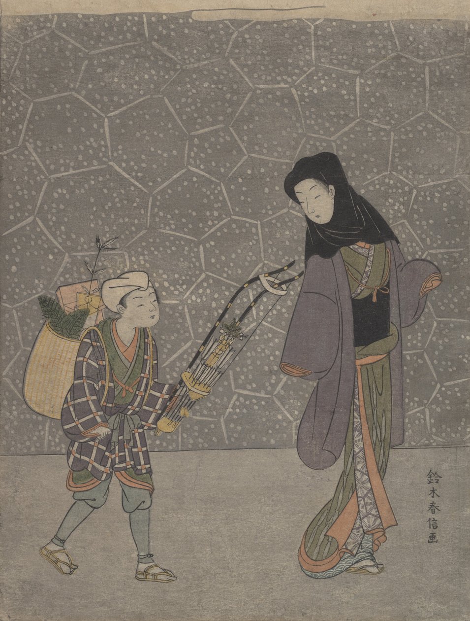 Łuk miażdżący demony, ca. 1765 r., ok. 1765 r. 1765. autorstwa Suzuki Harunobu