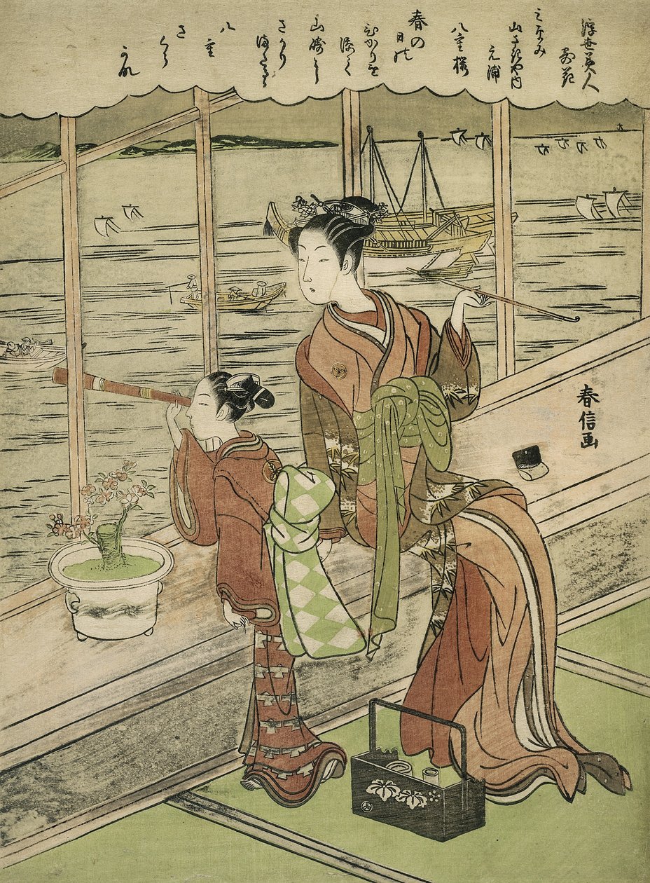 Wiśnia Dwukwiatowa: Motoura Minami Yamasakiya autorstwa Suzuki Harunobu