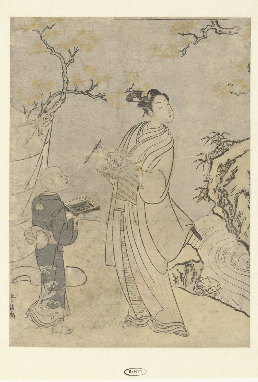 Pisanie wiersza autorstwa Suzuki Harunobu