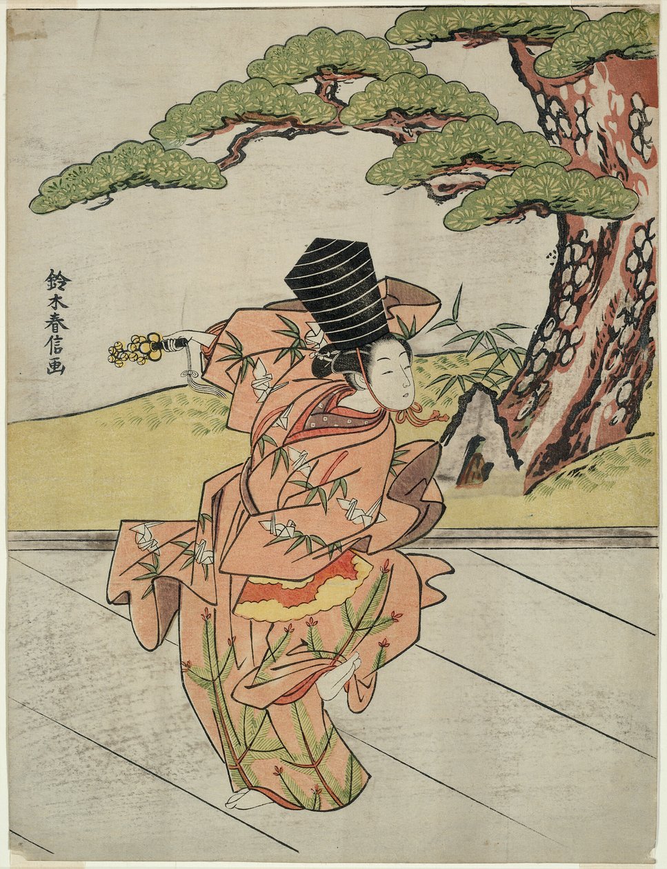 Tancerka Sanbaso autorstwa Suzuki Harunobu