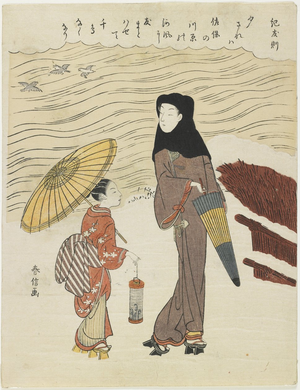 Tomonori z drzewa, ok. godz. 1767 autorstwa Suzuki Harunobu