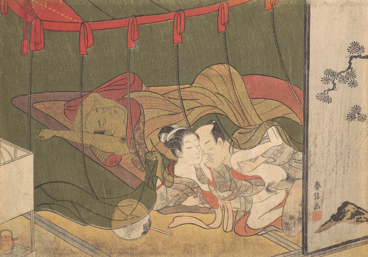 Kochankowie pod moskitierą, XVIII w., XVIII w. autorstwa Suzuki Harunobu