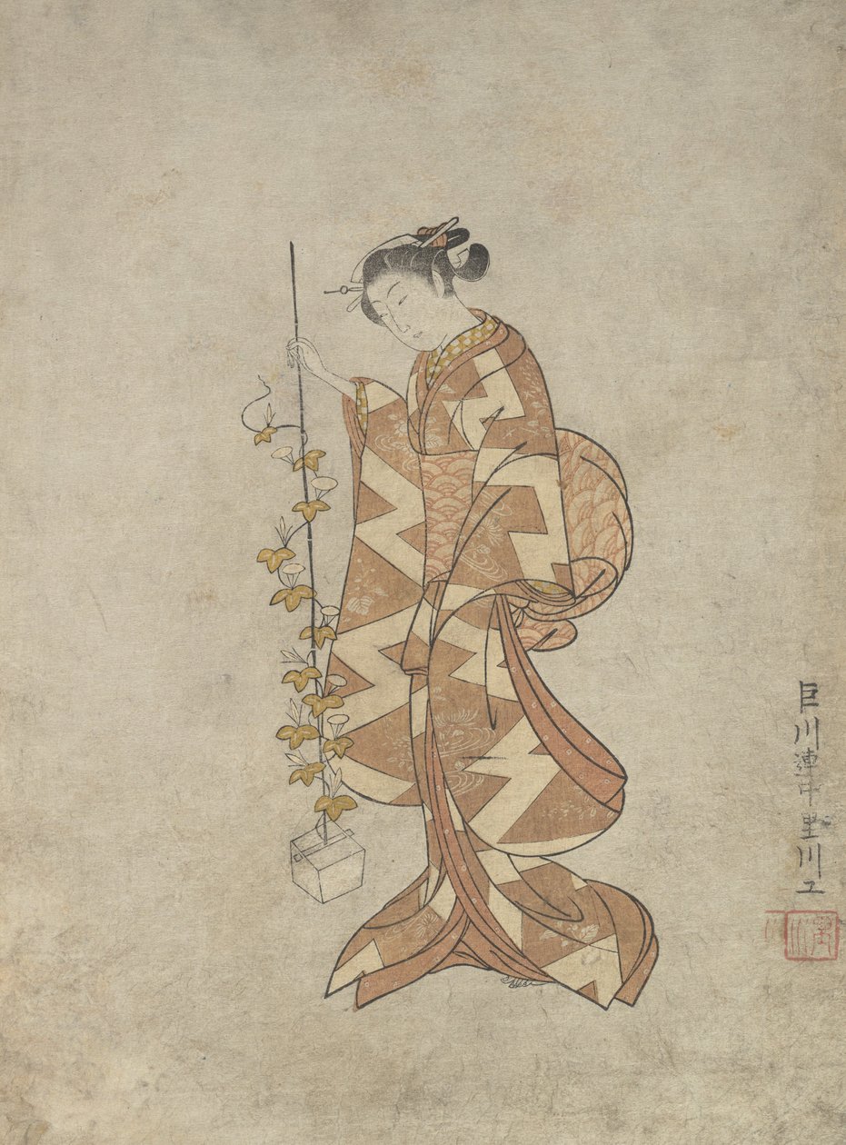Modern Representation of the Poetess Kaga no Chiyo, ca. 1765., ca. 1765. autorstwa Suzuki Harunobu