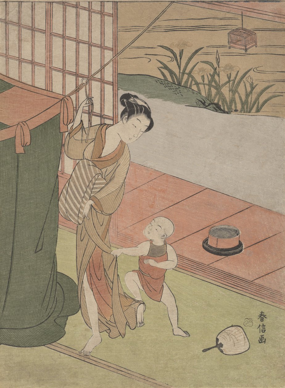 Matka i syn przy moskitierze, ca. 1769 r., ok. 1769 r. 1769. autorstwa Suzuki Harunobu