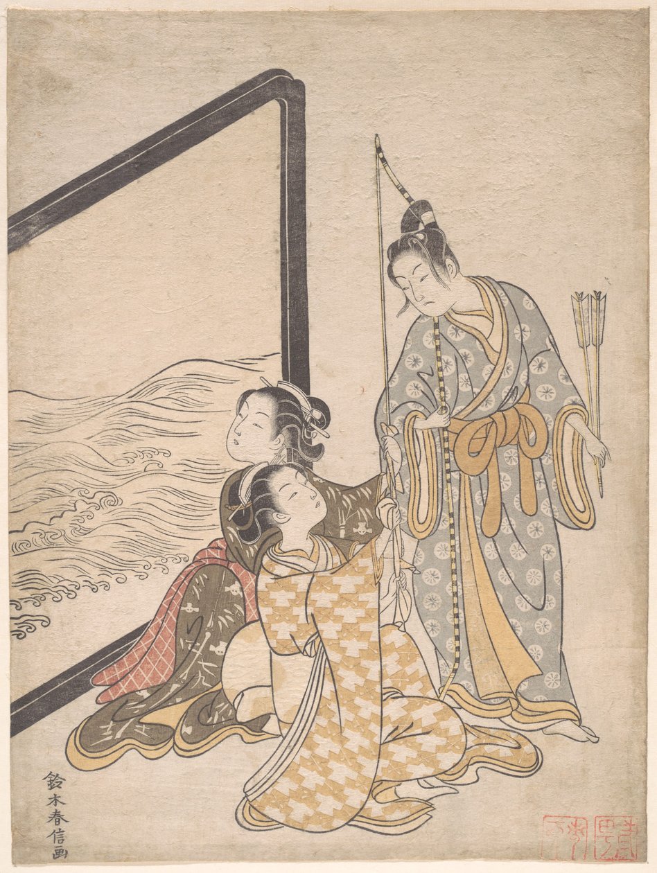 Parodia Minamoto no Tametomo autorstwa Suzuki Harunobu
