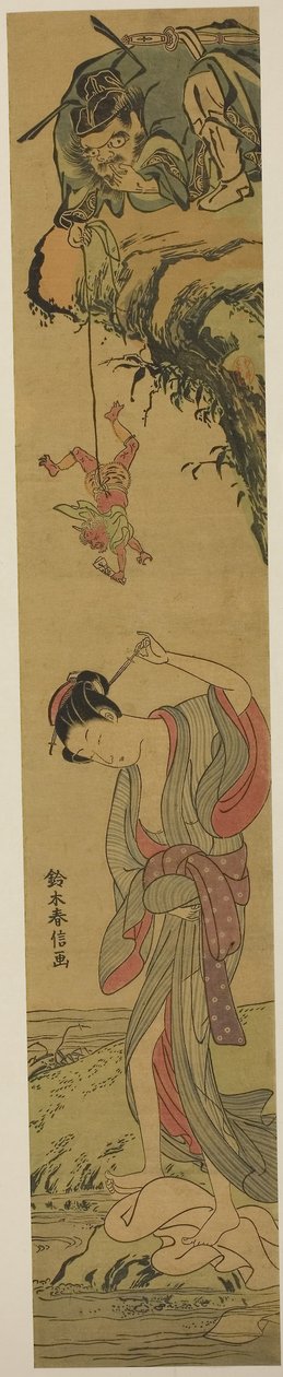 Zakochana Shoki, ok. 1768 (kolorowy drzeworyt, hashira-e) autorstwa Suzuki Harunobu