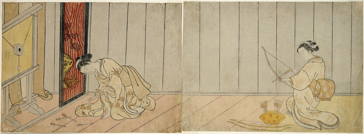 Galeria Łucznicza, 1765 autorstwa Suzuki Harunobu