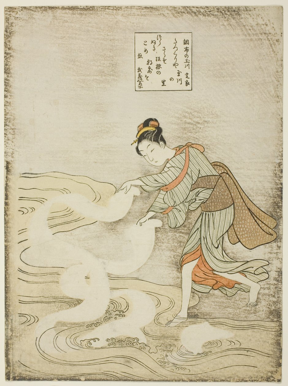 Rzeka klejnotów w Chofu (Chofu no Tamagawa), z serii bez tytułu Six Jewel Rivers autorstwa Suzuki Harunobu