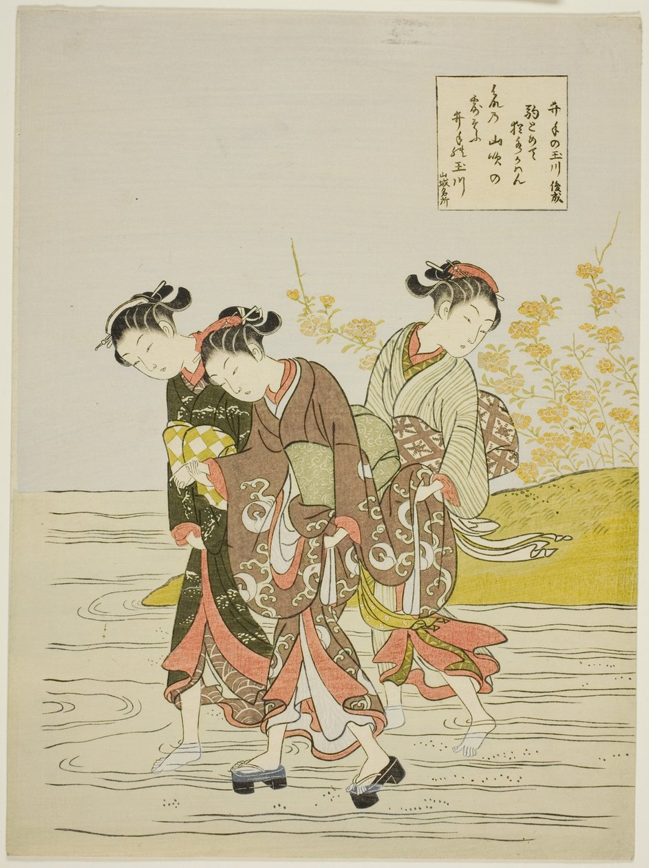 Rzeka Jewel w Ide (Ide no Tamagawa), z serii bez tytułu Six Jewel Rivers autorstwa Suzuki Harunobu