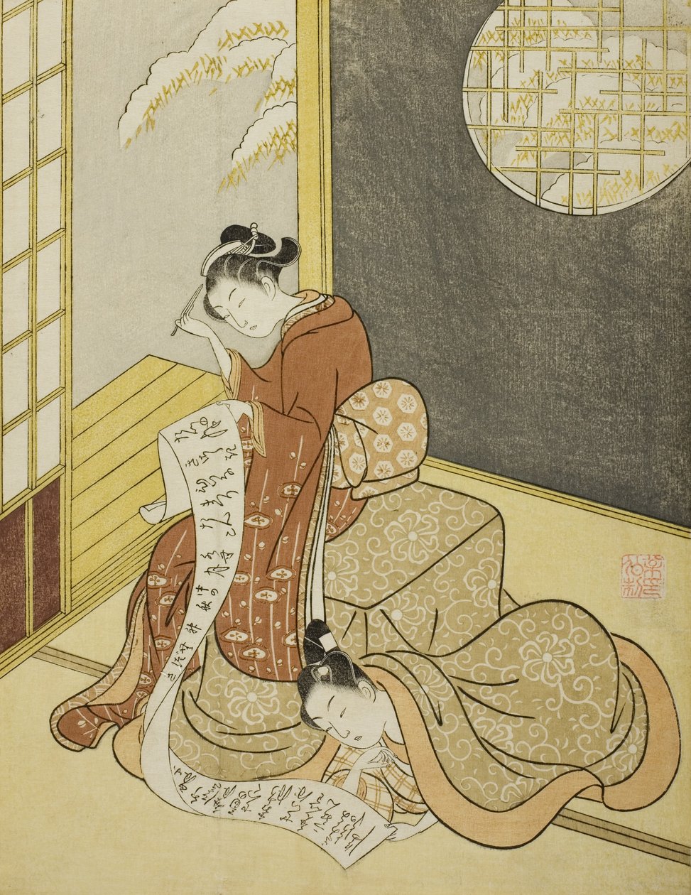 List miłosny, 1765 autorstwa Suzuki Harunobu