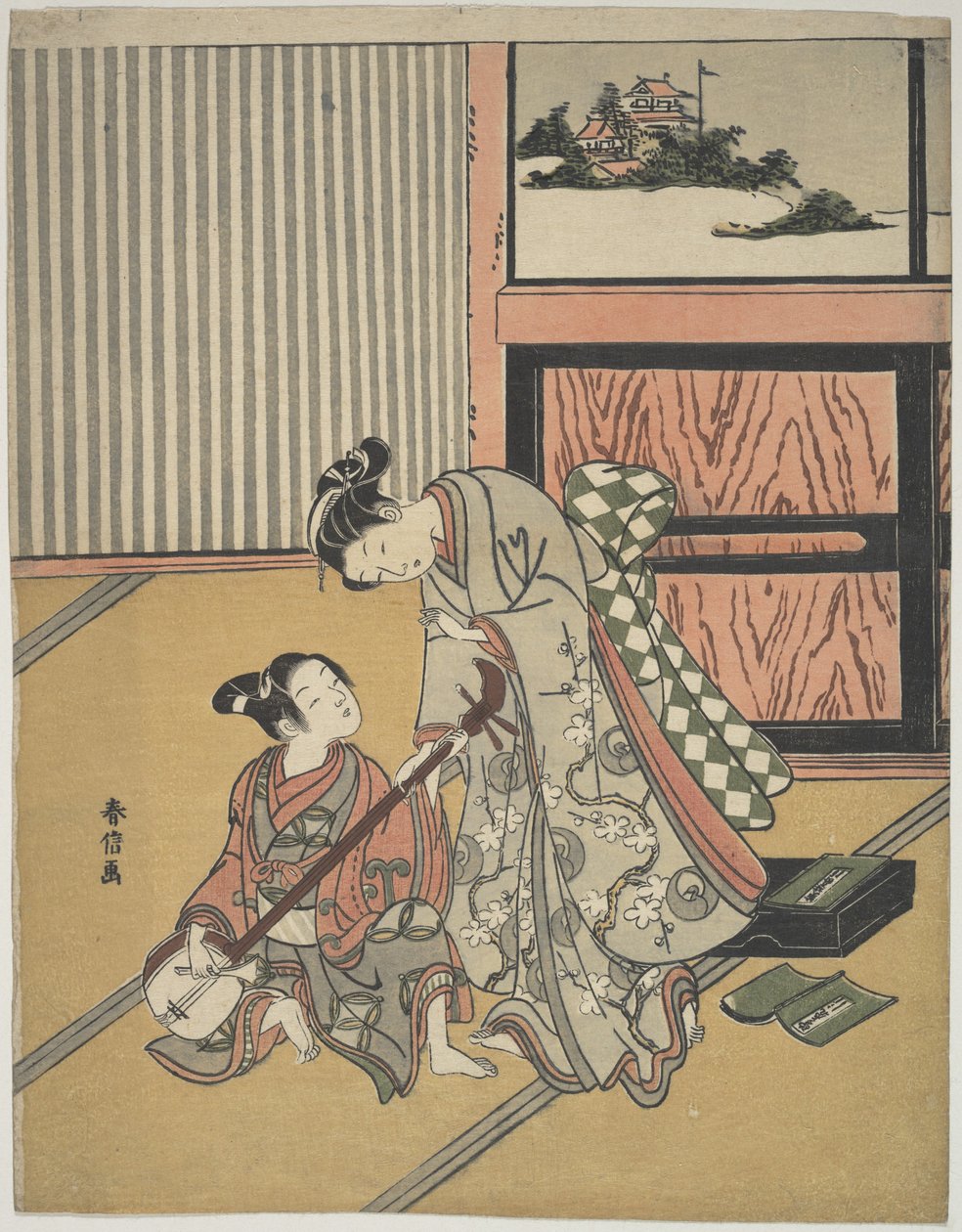 Lekcja muzyki autorstwa Suzuki Harunobu