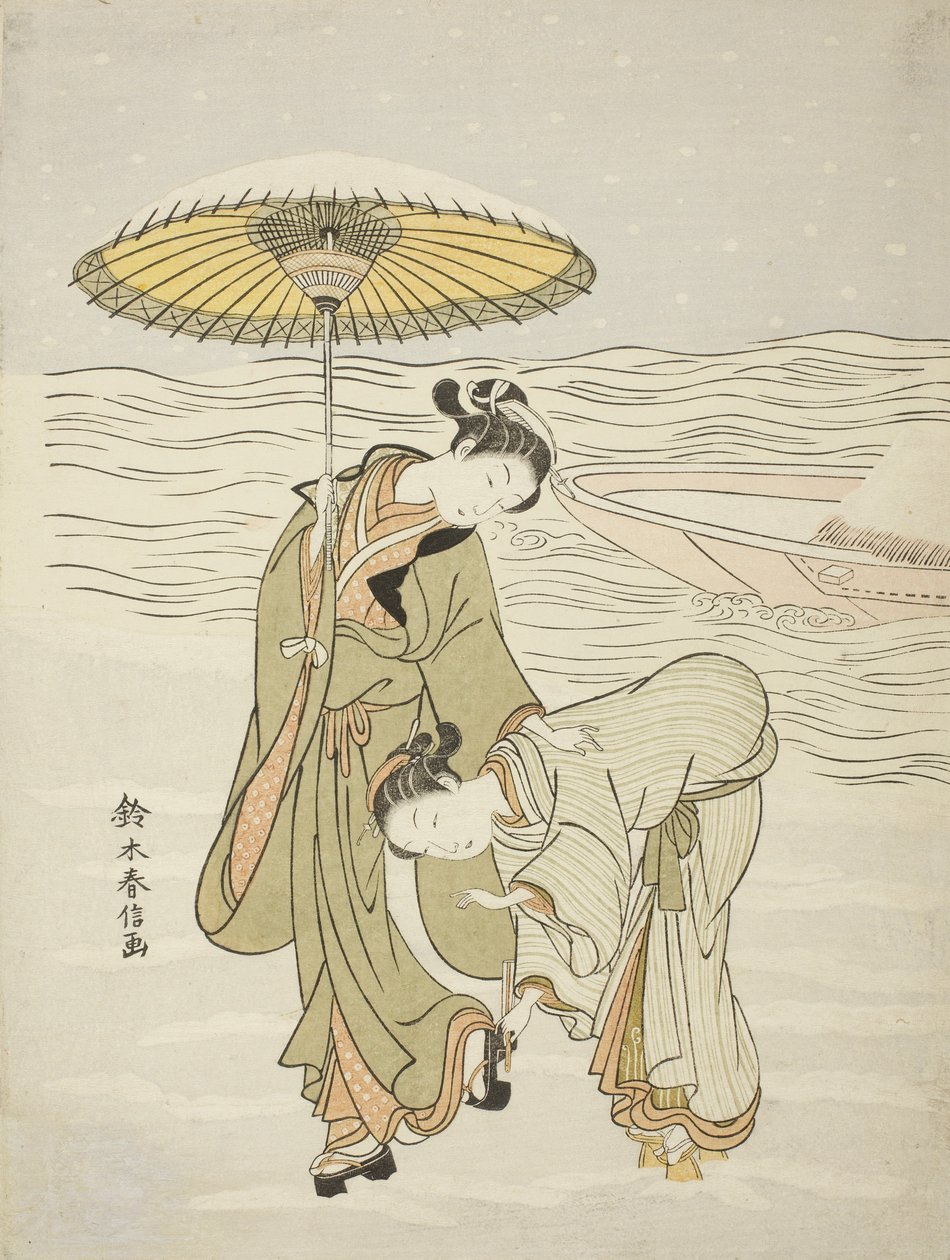 Zaśnieżona Geta, ok. 1767-68 autorstwa Suzuki Harunobu