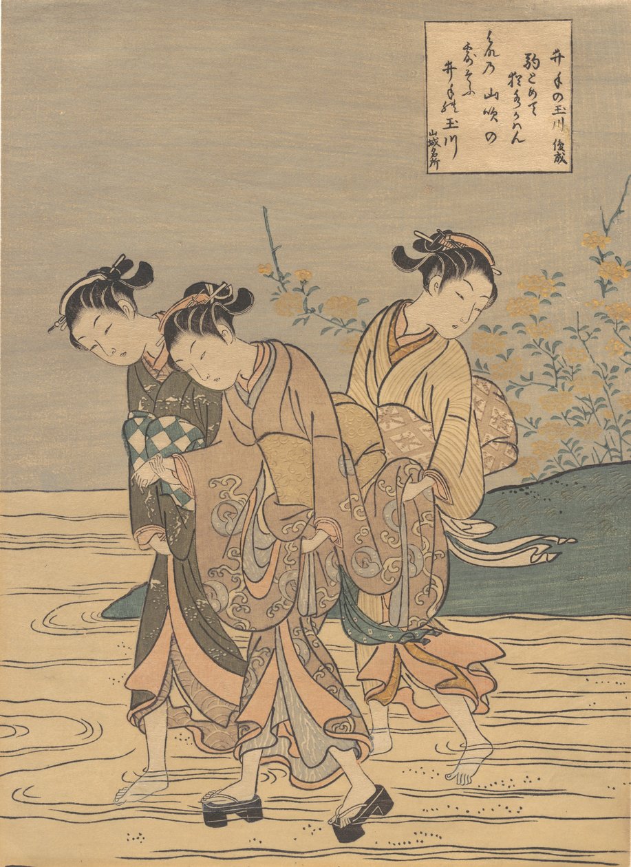Rzeka Tama w Ide, prowincja Yamashiro, prawdopodobnie 1766., prawdopodobnie 1766. autorstwa Suzuki Harunobu
