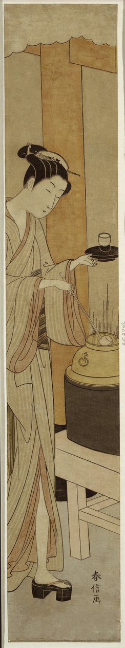 Kelnerka Osen z herbaciarni Kagiya, ok. 1769-70 autorstwa Suzuki Harunobu